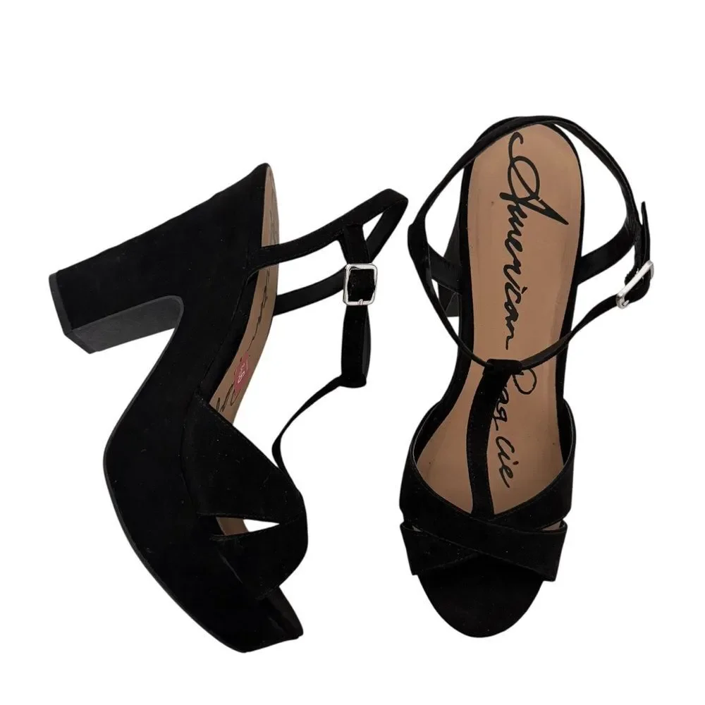 American Rag Black Jamie T-Strap Platform Dress Sandals
